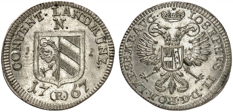 Landmünze / 3 Kreuzer 1767, mit Titel Joseph II.
Kellner 375, Slg. Erl. 783 prf...