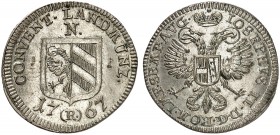 Landmünze / 3 Kreuzer 1767, mit Titel Joseph II.
Kellner 375, Slg. Erl. 783 prfr