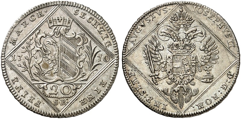 20 Kreuzer 1770, mit Titel Joseph II.
Kellner 362, Slg. Erl. 779 vz - St