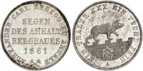 ANHALT - BERNBURG. Alexander Carl, 1834-1863. 
Ausbeutevereinstaler 1861 A.
Thun 6, AKS 17, J. 73 vz - St
