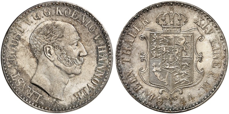 HANNOVER. Ernst August, 1837-1851. 
Taler 1844 A.
Thun 164, AKS 105, J. 69 kl....