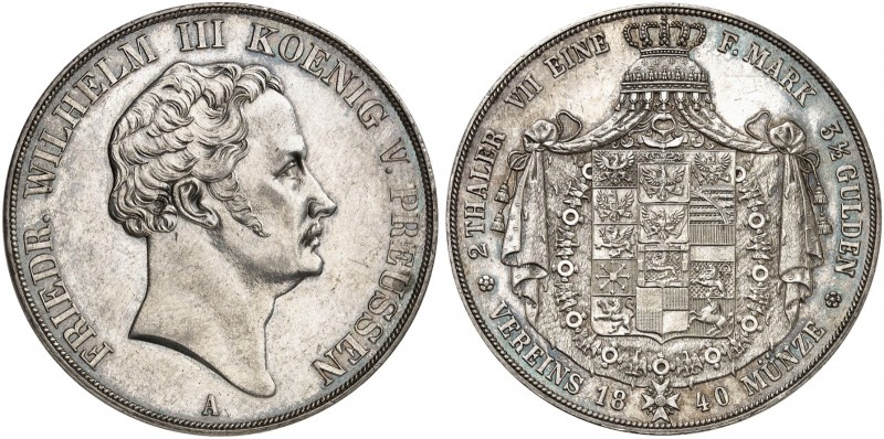 PREUSSEN. Friedrich Wilhelm III., 1797-1840. 
Doppeltaler 1840 A.
Thun 252, Ol...