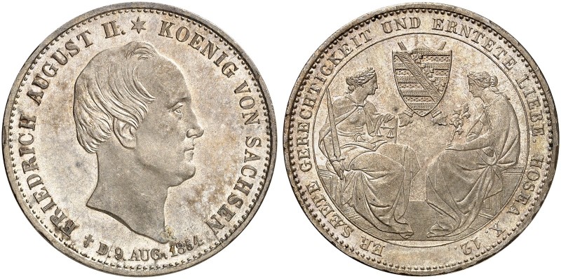 SACHSEN. Friedrich August II., 1836-1854. 
Taler 1854, auf seinen Tod.
Thun 32...