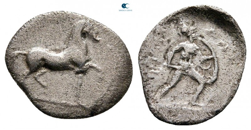 Thessaly. Kierion circa 350-325 BC. 
Obol AR

14 mm, 0,79 g

Horse trotting...
