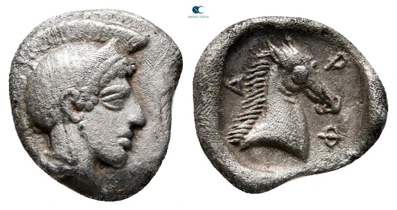 Thessaly. Pharsalos circa 475-425 BC. 
Obol AR

11 mm, 0,99 g

Head of Athe...