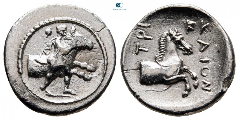 Thessaly. Trikka 440-420 BC. 
Hemidrachm AR

17 mm, 2,71 g

Hero Thessalos,...