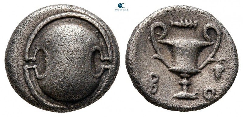 Boeotia. Federal Coinage circa 395-340 BC. 
Hemidrachm AR

13 mm, 2,60 g

B...