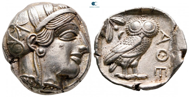 Attica. Athens circa 454-404 BC. 
Tetradrachm AR

24 mm, 17,18 g

Head of A...