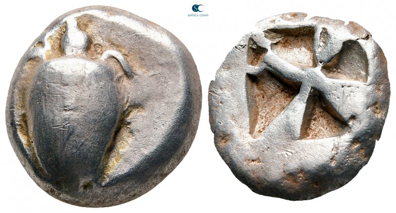 Islands off Attica. Aegina 525-480 BC. 
Stater AR

20 mm, 12,17 g

Sea turt...