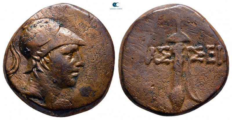 Pontos. Amaseia circa 120 BC. 
Bronze Æ

20 mm, 8,26 g

Helmeted head of Ar...