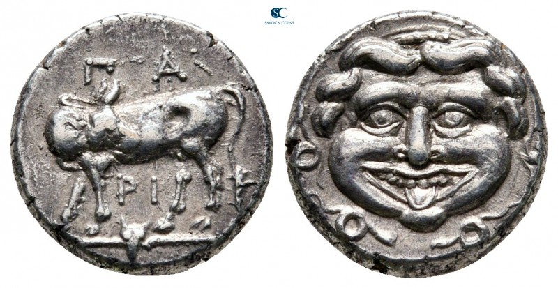 Mysia. Parion 400-300 BC. 
Hemidrachm AR

13 mm, 2,32 g

ΠΑ-ΡΙ, bull standi...