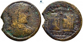 Ionia. Smyrna. Caracalla AD 198-217. Alliance issue with Pergamon. Bronze Æ. Medallic type