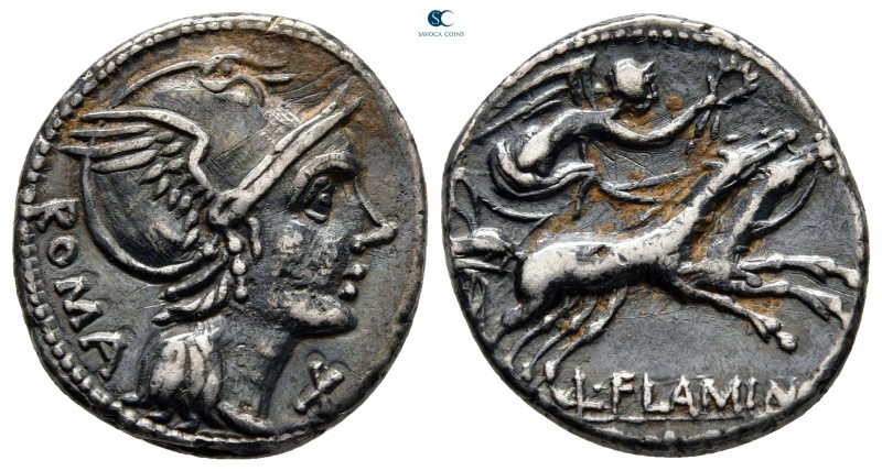 L. Flaminius Chilo 109-108 BC. Rome
Denarius AR

19 mm, 3,99 g

Helmeted he...