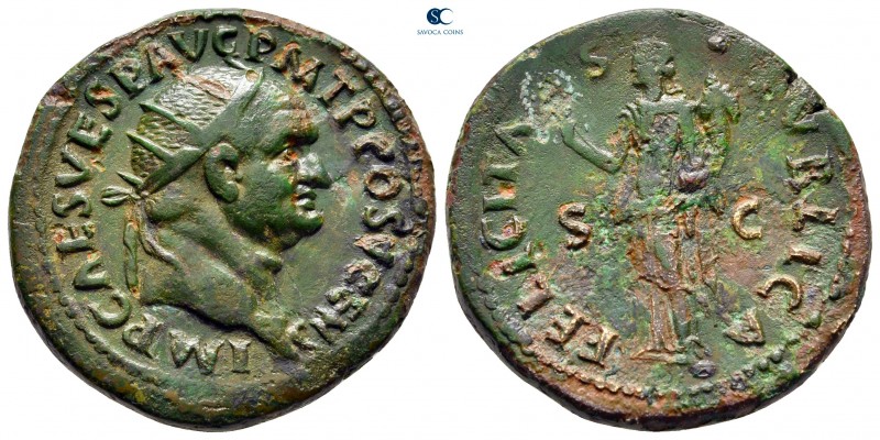 Vespasian AD 69-79. Rome
Dupondius Æ

28 mm, 11,79 g

IMP CAES VESP AVG P M...