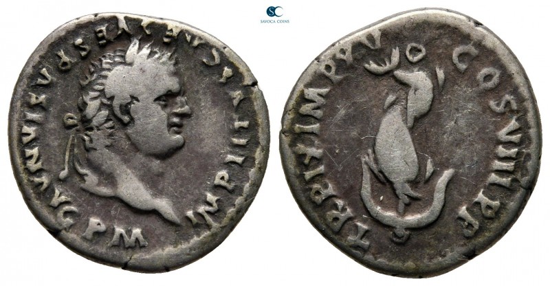 Titus AD 79-81. Rome
Denarius AR

19 mm, 3,23 g

IMP TITVS CAES VESPASIAN A...