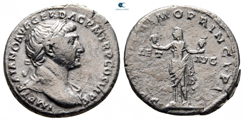 Trajan AD 98-117. Rome
Denarius AR

20 mm, 2,79 g

IMP TRAIANO AVG GER DAC ...