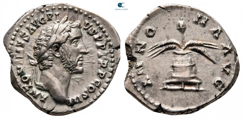 Antoninus Pius AD 138-161. Rome
Denarius AR

18 mm, 3,68 g

ANTONINVS AVG P...