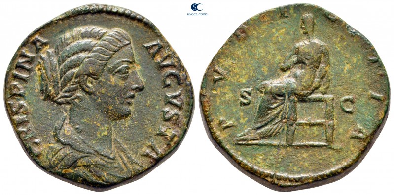 Crispina. Augusta AD 178-182. Rome
Sestertius Æ

30 mm, 21,96 g

CRISPINA A...