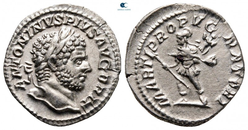 Caracalla AD 198-217. Rome
Denarius AR

19 mm, 3,14 g

ANTONINVS PIVS AVG B...