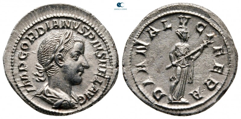 Gordian III AD 238-244. Rome
Denarius AR

21 mm, 3,67 g

IMP GORDIANVS PIVS...