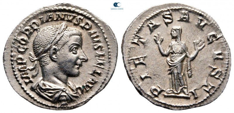 Gordian III AD 238-244. Rome
Denarius AR

22 mm, 2,72 g

IMP GORDIANVS PIVS...