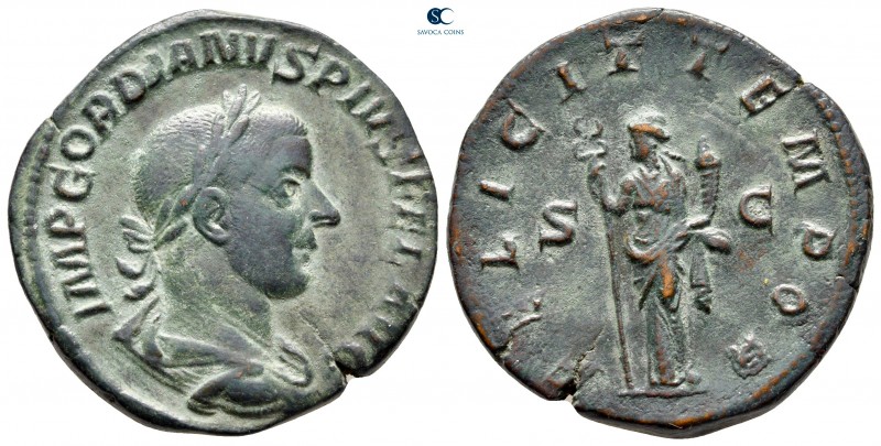 Gordian III AD 238-244. Rome
Sestertius Æ

30 mm, 18,18 g

IMP GORDIANVS PI...