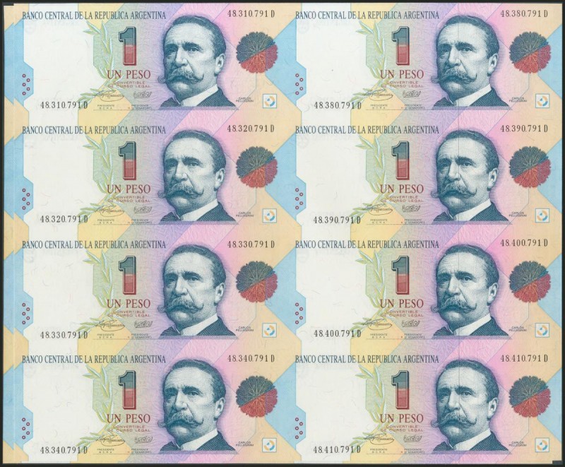 ARGENTINA. Two plates (in incut matrix) of 1 Peso. 1993. Correlative Series. (Pi...