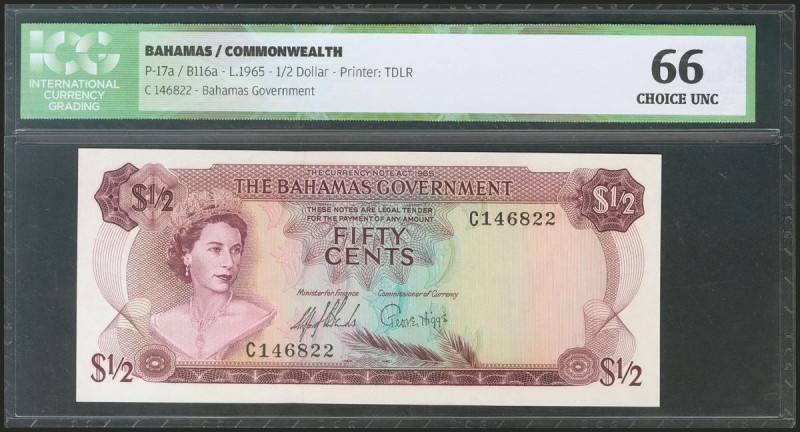 BAHAMAS. 1/2 Dollar. 1965. (Pick: 17a). ICG66.