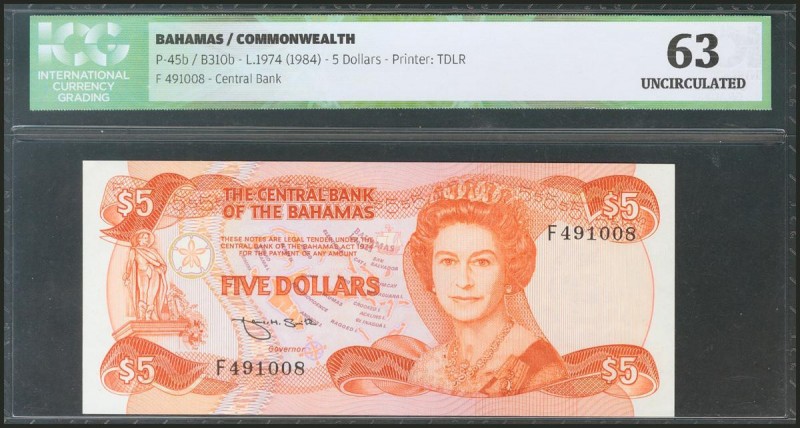 BAHAMAS. 5 Dollar. 1974. (Pick: 45b). ICG63.