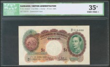 BARBADOS. 1 Dollar. 1 June 1943. (Pick: 2b). ICG35* (pressed, rust stains).