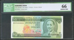 BARBADOS. 5 Dollars. 1986. (Pick: 37). ICG66.