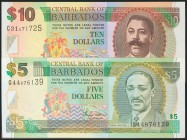 BARBADOS. Set of 5 and 10 Dollars. 2000. (Pick: 61, 62). Uncirculated.