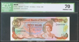 BELIZE. 20 Dollars. 1 January 1987. (Pick: 49b). ICG70.