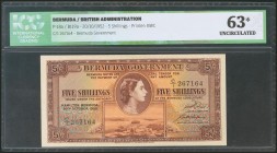 BERMUDA. 5 Shillings. 20 October 1952. (Pick: 18a). ICG63*.