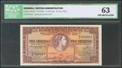 BERMUDA. 5 Shillings. 20 October 1952. (Pick: 18b). ICG63.