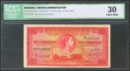 BERMUDA. 10 Shillings. 20 October 1952. (Pick: 19a). ICG30.