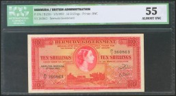 BERMUDA. 10 Shillings. 1 May 1957. (Pick: 19b). ICG55.