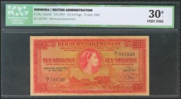 BERMUDA. 10 Shillings. 1 May 1957. (Pick: 19b). ICG30* (surface treated and soiled).