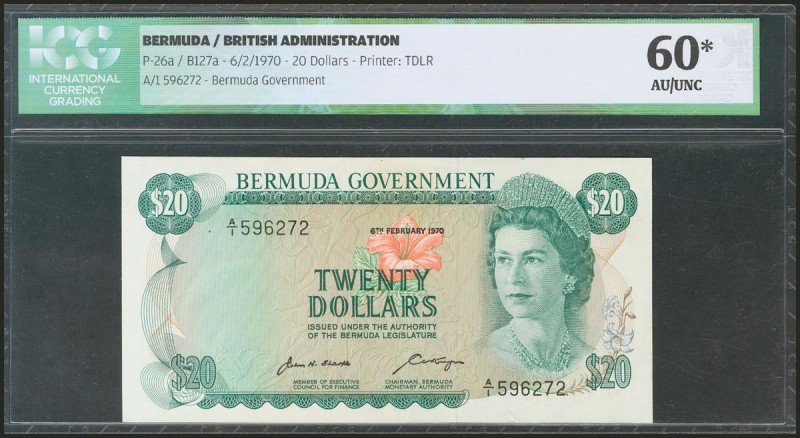 BERMUDA. 20 Dollars. 6 February 1970. (Pick: 26a). ICG60* (tape glue on back).