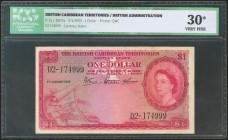 BRITISH CARIBBEAN TERRITORIES. 1 Dollar. 1953. (Pick: 7a). ICG30* (tiny tear at right).