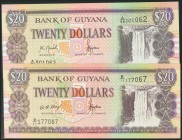 BRITISH GUIANA. Set of two banknotes of 20 Dollars. 1966. (Pick: 30). Uncirculated.