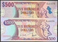 BRITISH GUIANA. Set of two banknotes of 500 Dollars. 1996. (Pick: 32). Uncirculated.