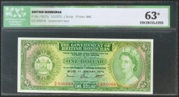 BRITISH HONDURAS. 1 Dollar. 1 January 1973. (Pick: 28c). ICG63* (tiny spot top right).