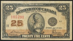 CANADA. 25 Cents. 2 July 1923. (Pick: 11b). Good.