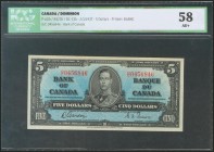 CANADA. 5 Dollars. 2 January 1937. (Pick: 60b). ICG58.