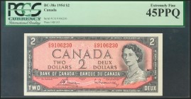 CANADA. 2 Dollars. 1954. (Pick: 76c). PCGS45PPQ.