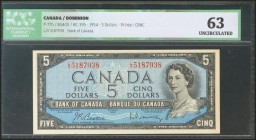 CANADA. 5 Dollars. 1954 . (Pick: 77b). ICG63.
