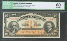 CANADA. 10 Dollars. 2 November 1922. Specimen. (Pick: s872s). ICG60.