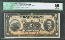 CANADA. 20 Dollars. 2 November 1922. Specimen. (Pick: s873s). ICG60.