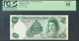 CAYMAN ISLANDS. 5 Dollars. 1974. (Pick: 6a). PCGS35.